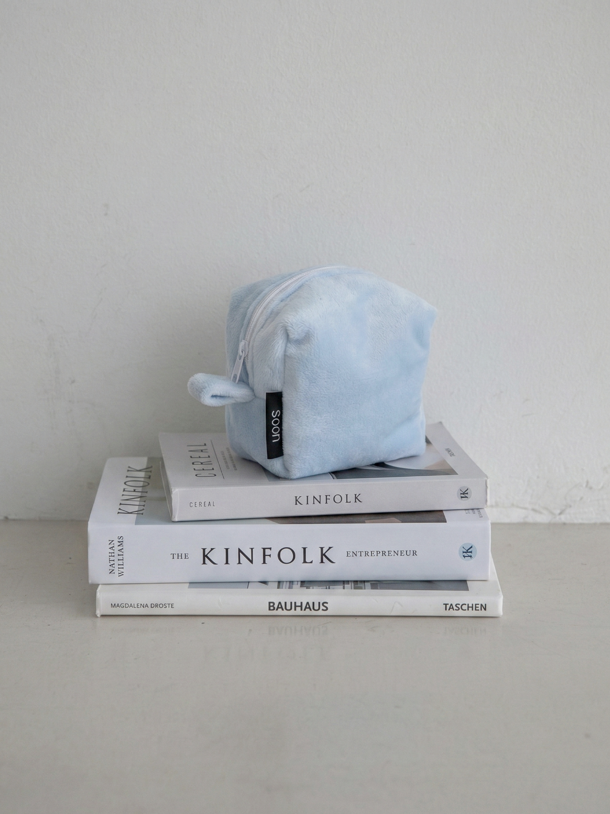 Fluffy Mini Zip Pouch – Light Blue