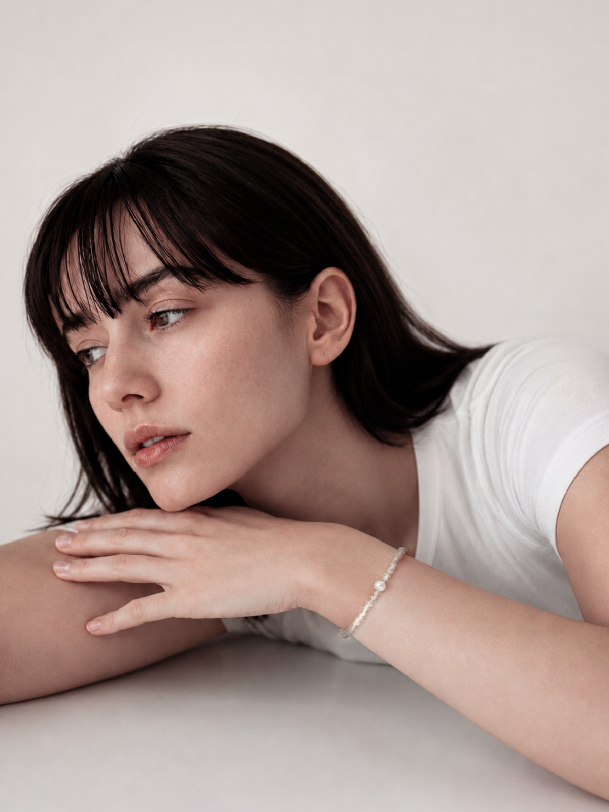 B.002/Grey Moonstone Herkimer Pearl Bracelet